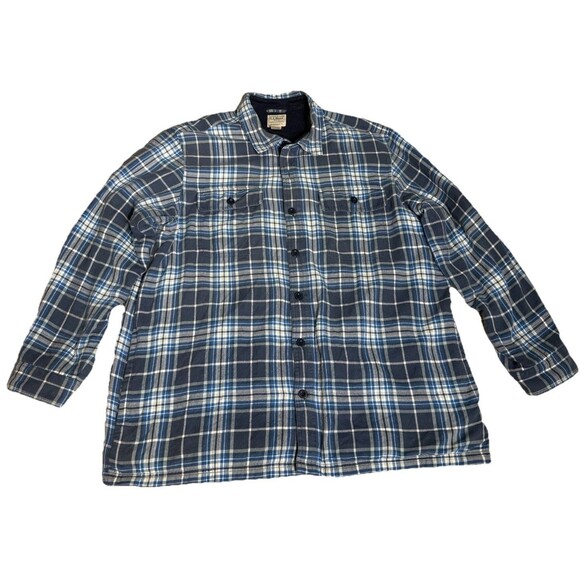 LL Bean Traditional Fit Shirt Jacket Shacket Flannel Men XL Fleece Lined - Picture 1 of 7
